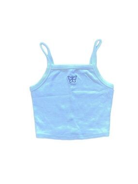Garage White Butterfly Crop Tank Top XS